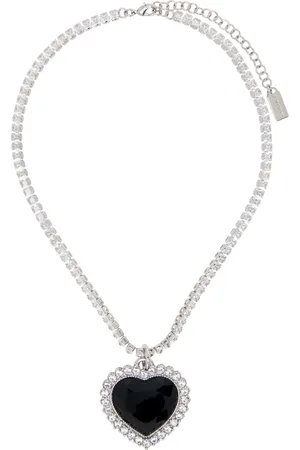 Vetements Silver Crystal Heart Necklace