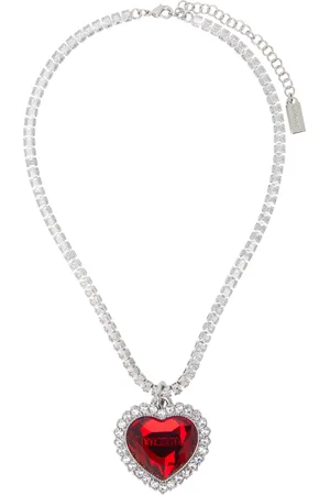 Vetements Silver Crystal Heart Necklace