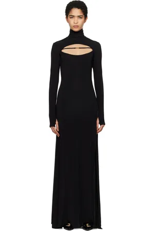 VERSACE Black Logo Cutout Long Maxi Dress