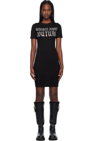 VERSACE Black Gothic Logo T-Shirt Minidress