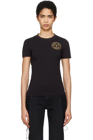 VERSACE Black Screen-Printed T-shirt