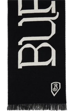Burberry & Gray Logo Wool Scarf