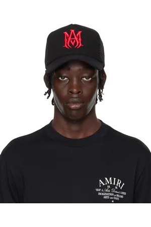AMIRI Black & Red MA Logo Trucker Cap