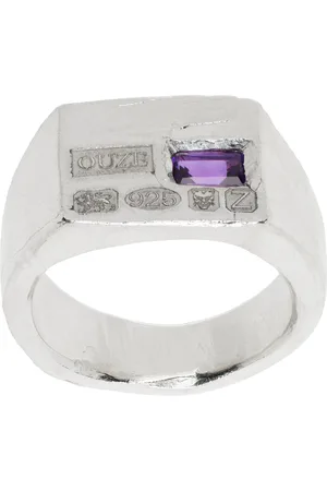 The Ouze SSENSE Exclusive Silver & Purple Hallmark Signet Ring