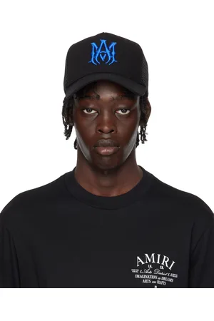 AMIRI Black & Blue MA Logo Trucker Cap