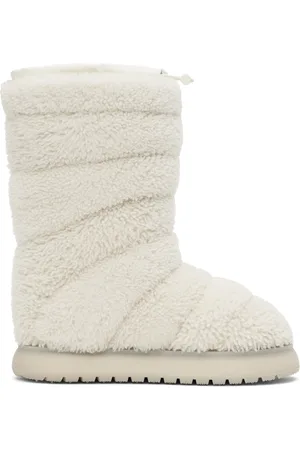 Moncler White Gaia Pocket Mid Shearling Boots