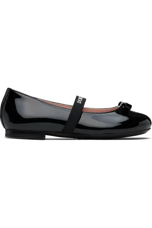 Dolce & Gabbana Kids Black Patent Leather Bow Ballerina Flats