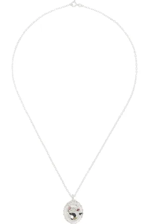 The Ouze Silver Raw Sapphire Medallion Necklace