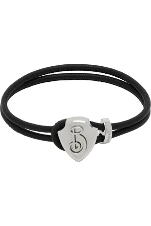 Burberry Black Leather B Shield Bracelet