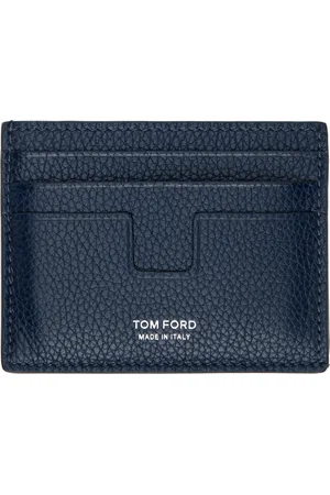 Tom Ford Navy Grain Leather Classic Card Holder