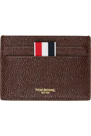 Thom Browne Burgundy Lucido Leather Single Card Holder