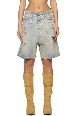 Vetements Blue Trashed Denim Shorts