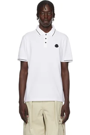 Moncler White Logo Patch Cotton Polo