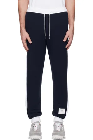 Thom Browne Navy Classic 4-Bar Jersey Loopback Sweatpants