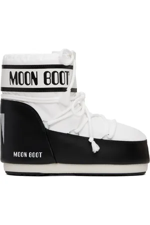 Moon Boot White & Black Icon Low Nylon Boots