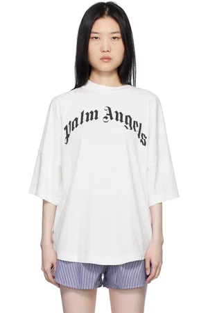 Palm Angels White Curved Logo Loose T-shirt