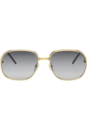 Casablanca Gold & Green Square Metal Sunglasses