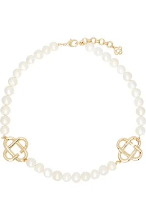 Casablanca White Medium Pearl Logo Necklace