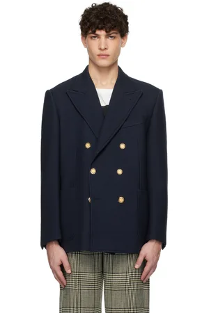 VALENTINO Navy Double-Breasted Double Wool Blazer