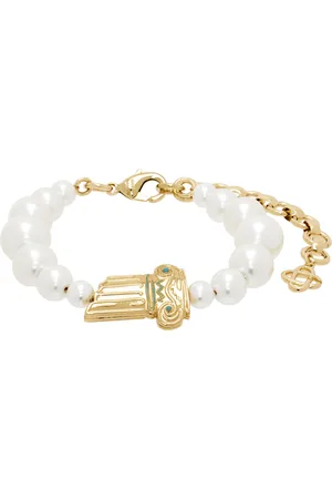 Casablanca Gold & White Gradient Faux-Pearl Column Bracelet