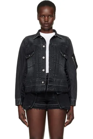SACAI Black Nylon Twill Denim Jacket