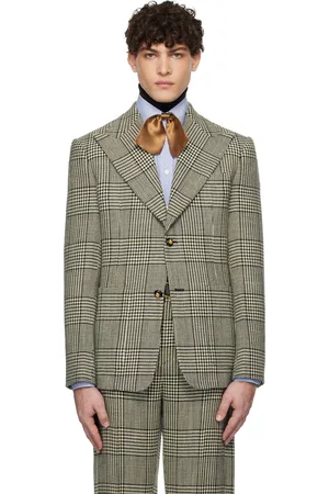 VALENTINO Black & Off-White Single-Breasted Wool Blazer