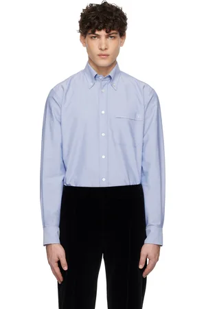 VALENTINO Blue Vlogo Embroidered Cotton Shirt