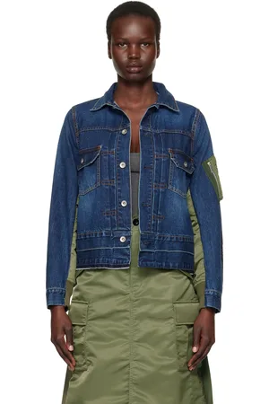 SACAI Blue Nylon Twill Denim Jacket