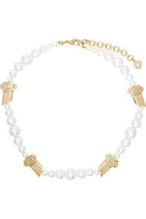 Casablanca Gold & White Gradient Faux-Pearl Column Necklace