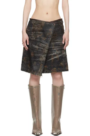 Diesel Brown De-Lem-Fsf Denim Midi Skirt
