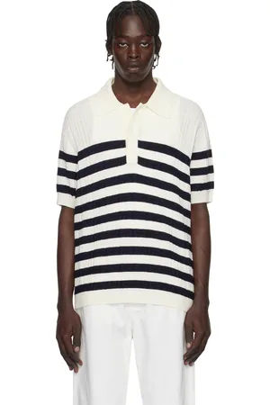 Balmain Off-White Striped Knit Polo