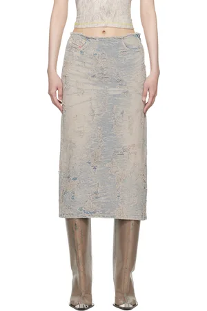 Diesel Blue De-Pra-Fsf Denim Midi Skirt