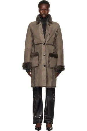 Saks Potts Taupe Emma Shearling Coat
