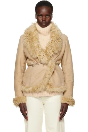 Saks Potts Beige Moss Shearling Jacket
