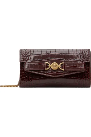 VERSACE Burgundy Croc-Effect Medusa 