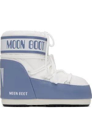 Moon Boot White & Blue Icon Low Nylon Boots