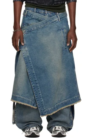 LU’U DAN Blue Apron Denim Skirt