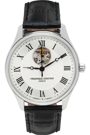 Frederique Constant Silver & Black Classics Heart Beat Automatic Watch