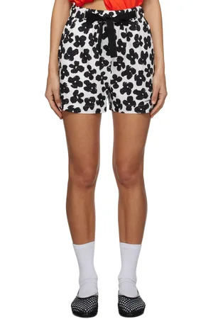 Msgm Black & White Floral Shorts