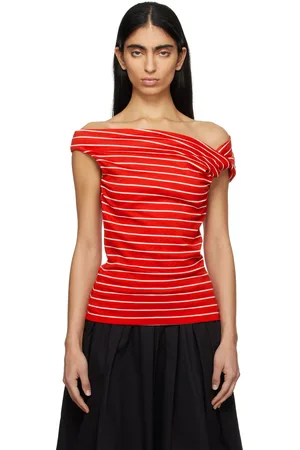 Msgm Red & White Striped Blouse