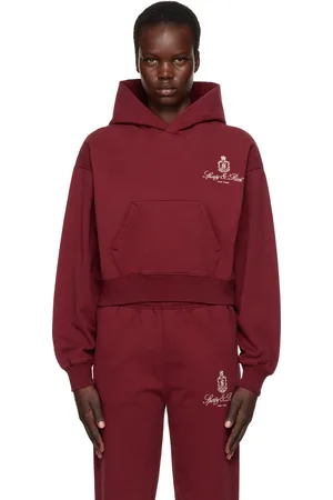 Sporty & Rich Burgundy Vendome Cropped Hoodie
