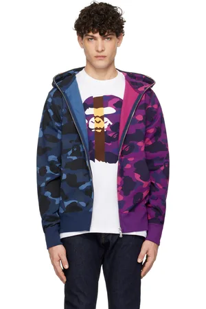 BAPE Navy & Purple Color Camo Separate Shark Full Zip Hoodie