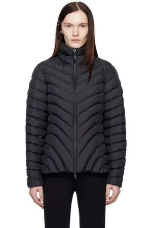 Moncler Black Grange Diagonal-Quilted Short Down Jacket