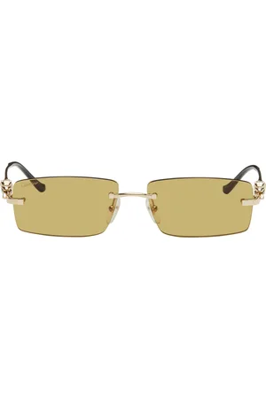 Cartier Gold Panthère Rectangular Metal Sunglasses