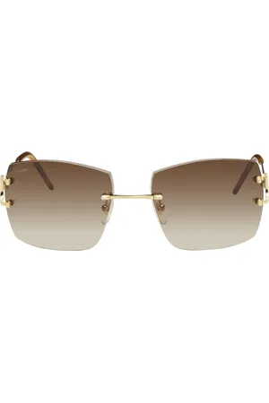 Cartier Gold Rimless Square Sunglasses