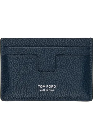 Tom Ford Navy Grain Leather Classic Card Holder