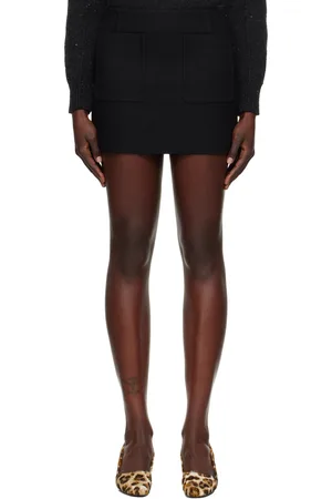 Bottega Veneta Black Double Cotton Miniskirt