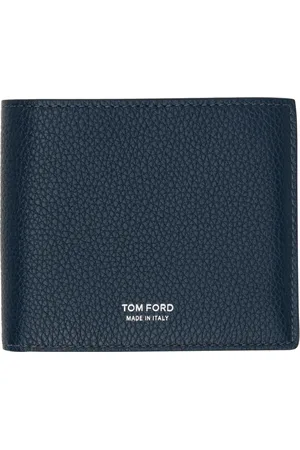 Tom Ford Navy Grain Leather Classic Bifold Wallet