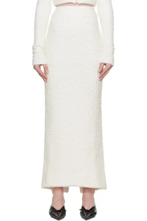 Balenciaga Off-White Tweed Maxi Skirt