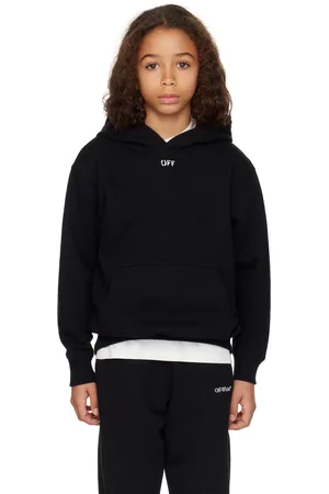OFF-WHITE Kids Black Off Stamp Plain Hoodie